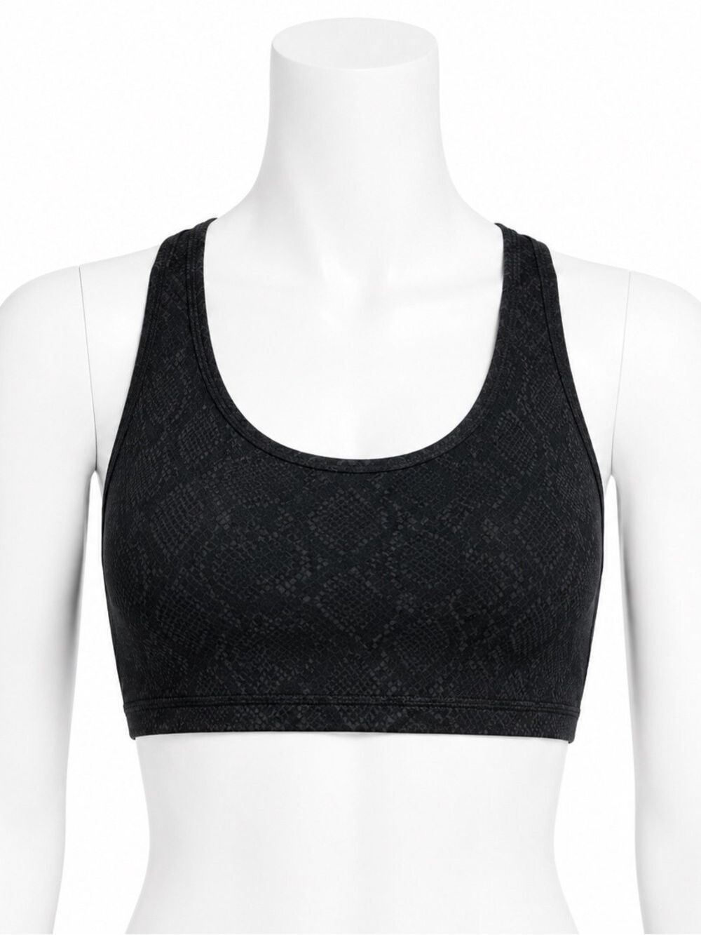 GAP Eclipse Sports Bra Black Python Snake Print Strappy Racerback Activewear L